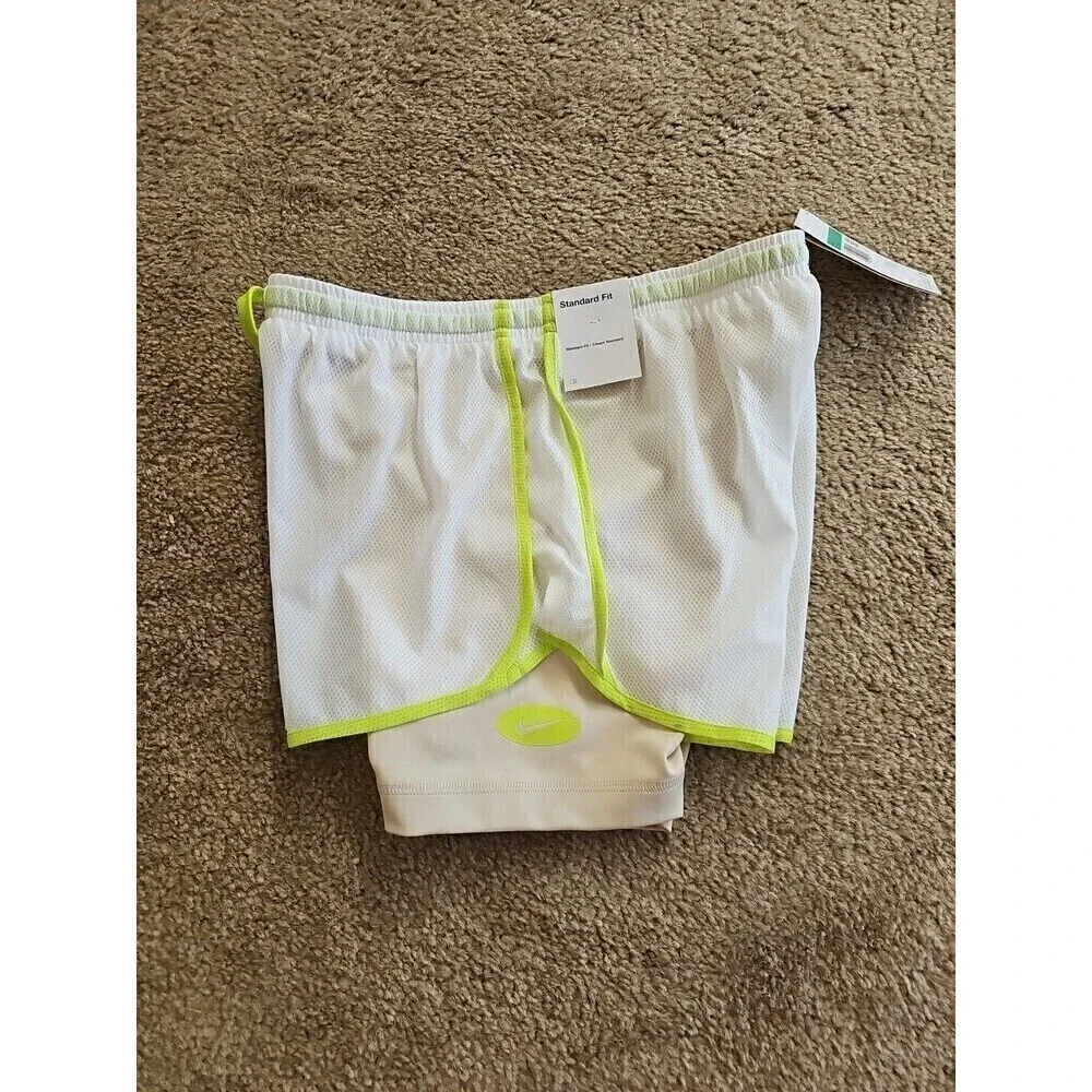 Nike White DRI-FIT Tempo 2-IN-1 Training/Running Shorts GIRLS Size XL NEW $32